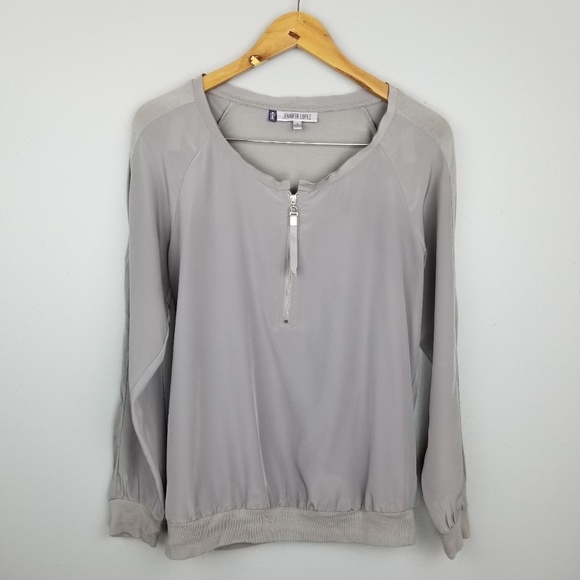 Jennifer Lopez Tops - Jennifer Lopez | Longsleeve Top Scoop Neck Zipper